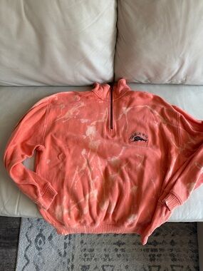 Tommy Bahama Coral Tie-Dye Quarter-Zip Sweatshirt